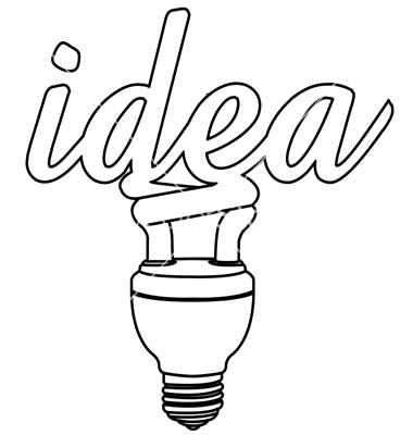 A watt saver bulb with the word Idea incorporated into the shape