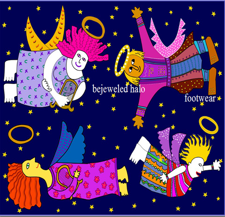 African clipart depicting angels in the nighttime sky
