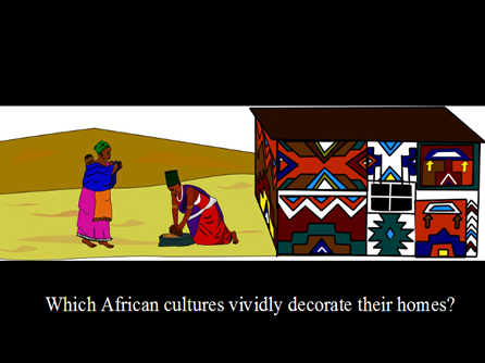 African clipart depicting a house with decoration in a every day setting