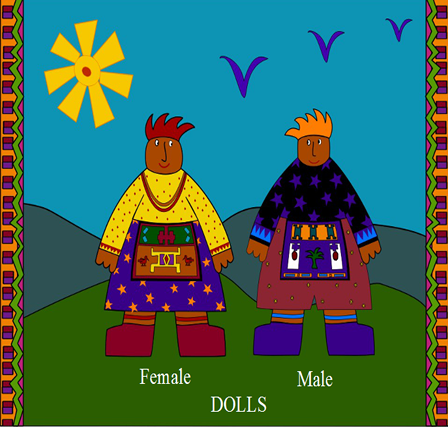 African clipart depicitng dolls dressed in traditional clothing