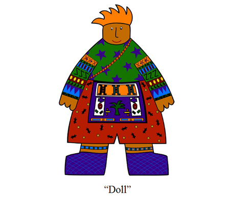 African clipart depicint dolls dressed in traditional clothing