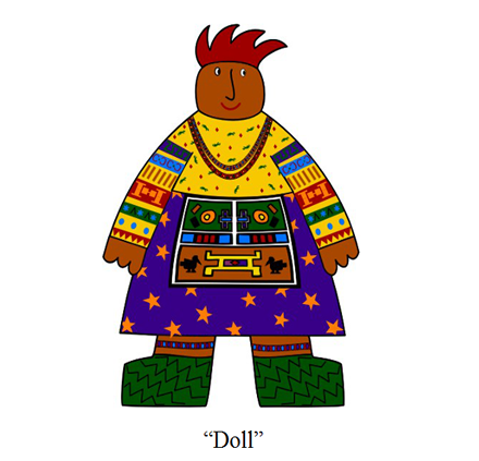 African clipart depicting a doll dressed in traditional clothing