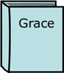 a  blue  book with the word grace written on the cover