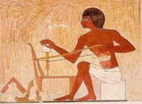 Paiting of Egyptian with a bowdrill