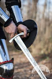 closeup of a sword and buckler